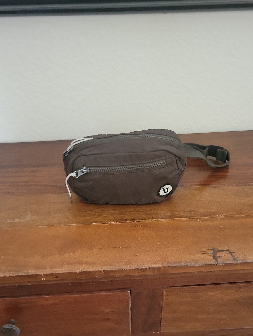 Vuori Army Green Crossbody Belt Bag with Front Zip Pocket